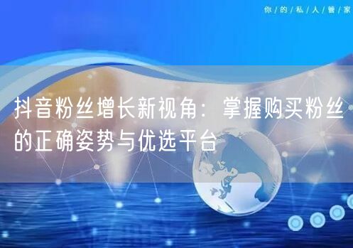 抖音粉丝增长新视角：掌握购买粉丝的正确姿势与优选平台